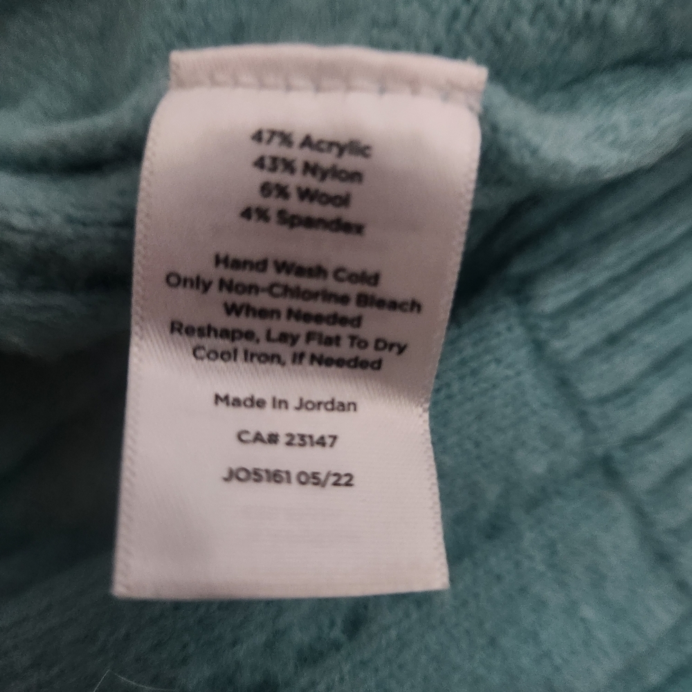 Talbots Teal Cable Knit Luxury Long Buttonup Lg Cardigan - Picture 3 of 7